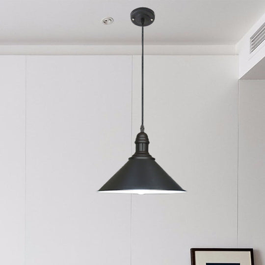 Conical Farmhouse Style Black/White Ceiling Pendant Light Fixture