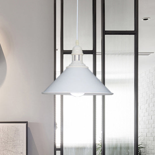 Conical Farmhouse Style Black/White Ceiling Pendant Light Fixture White