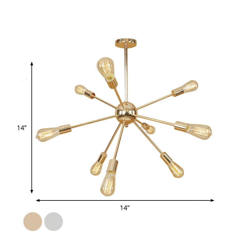 Retro Copper/Chrome Chandelier - Stylish 9/12 Lights Pendant Light For Over Table