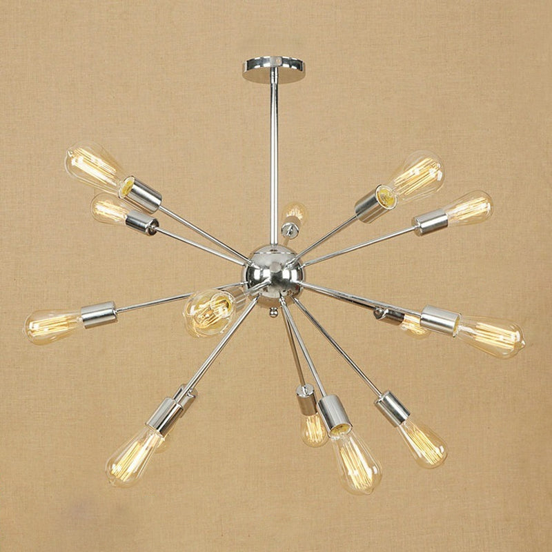 Retro Copper/Chrome Chandelier - Stylish 9/12 Lights Pendant Light For Over Table 15 / Chrome