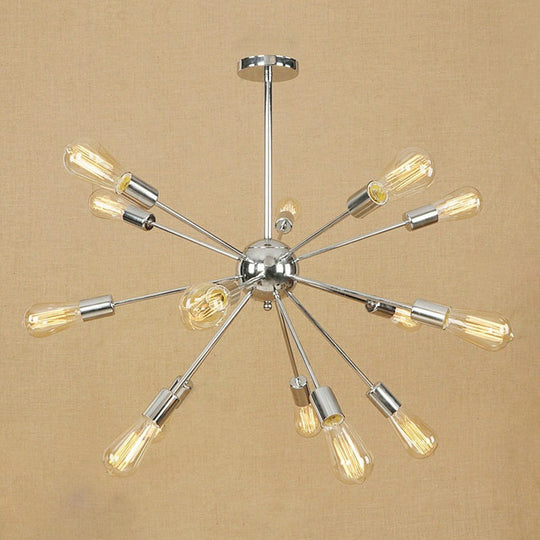 Copper/Chrome Sputnik Chandelier - Retro Metal Pendant Light With 9/12 Lights Stylish Ceiling Lamp