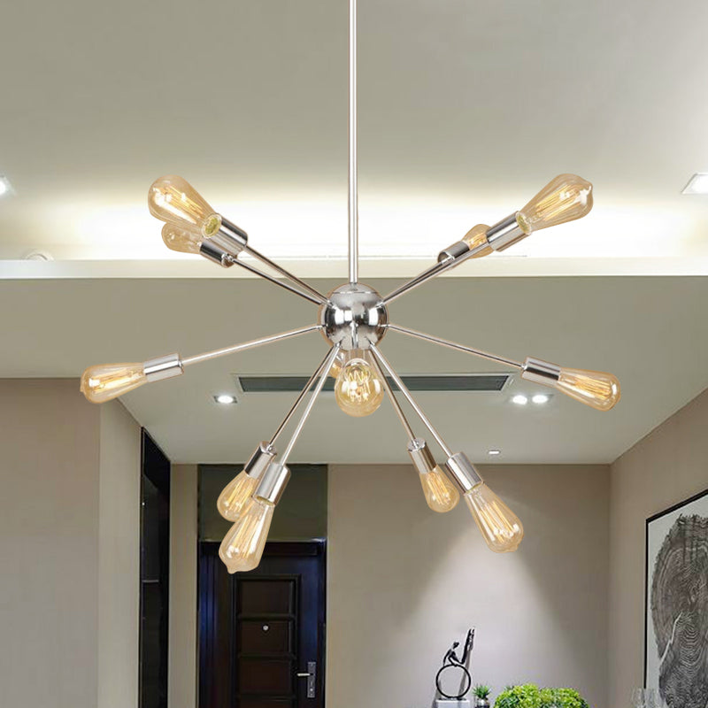 Retro Copper/Chrome Chandelier - Stylish 9/12 Lights Pendant Light For Over Table