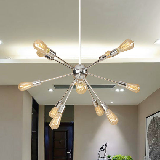 Retro Copper/Chrome Chandelier - Stylish 9/12 Lights Pendant Light For Over Table