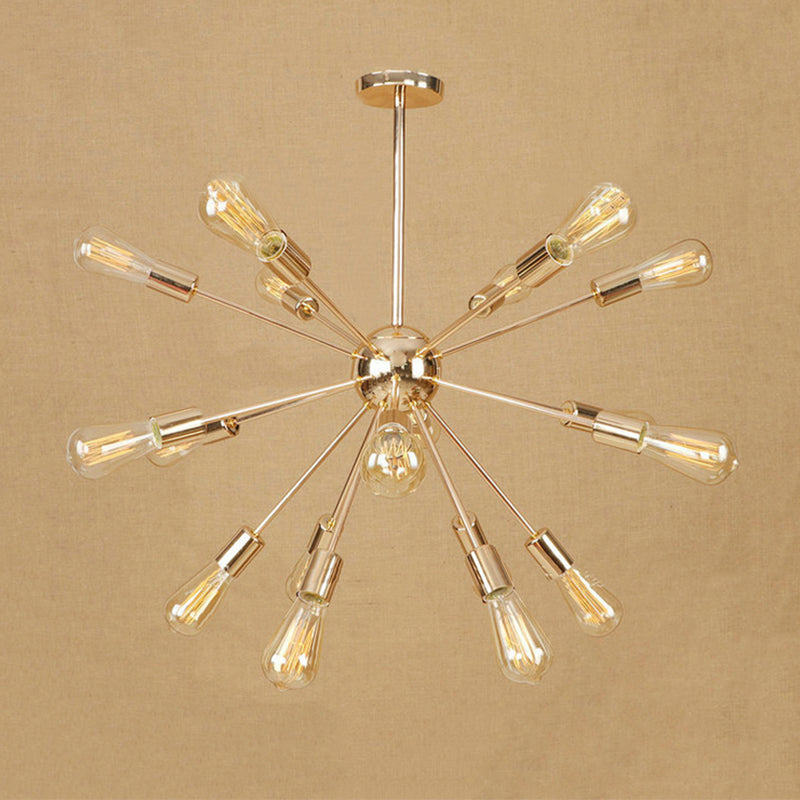 Modern Farmhouse Iron Chandelier Light - 18/21 Lights Copper/Gold Finish Sputnik Ceiling Fixture For