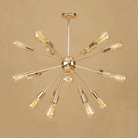 Modern Farmhouse Iron Chandelier Light - 18/21 Lights Copper/Gold Finish Sputnik Ceiling Fixture For