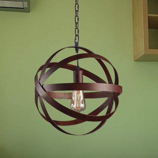 Copper Pendant Light: Weathered Industrial Metal - One Bulb Hanging Lamp For Living Room