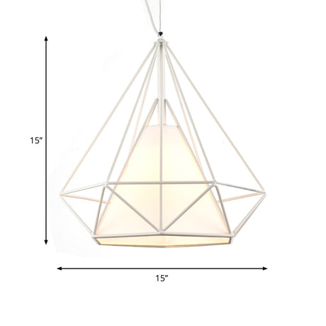 Wire Frame Pendant Light With Fabric Shade - White Metal Ceiling Lighting For Coffee Shop

Note: The