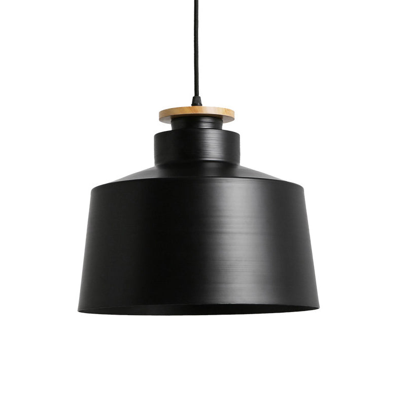Modern Black/White Metal Pendant Light With Adjustable Cord - Barn/Cylinder/Tapered Design