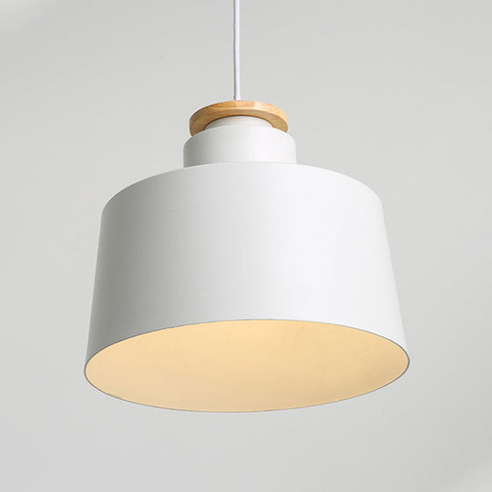 Modern Black/White Metal Pendant Light With Adjustable Cord - Barn/Cylinder/Tapered Design