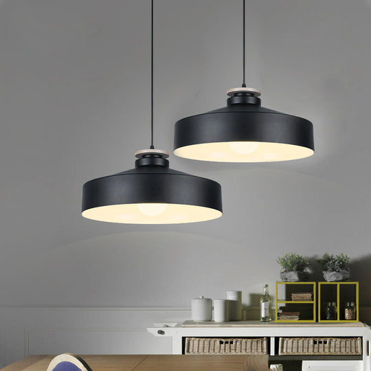 Modern Black/White Metal Pendant Light With Adjustable Cord - Barn/Cylinder/Tapered Design