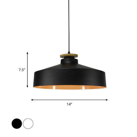 Modern Black/White Metal Pendant Light With Adjustable Cord - Barn/Cylinder/Tapered Design