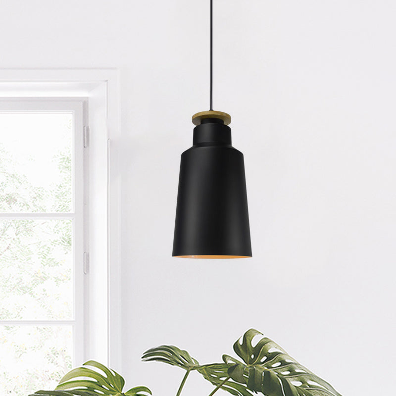 Modern Black/White Metal Pendant Light With Adjustable Cord - Barn/Cylinder/Tapered Design Black / C