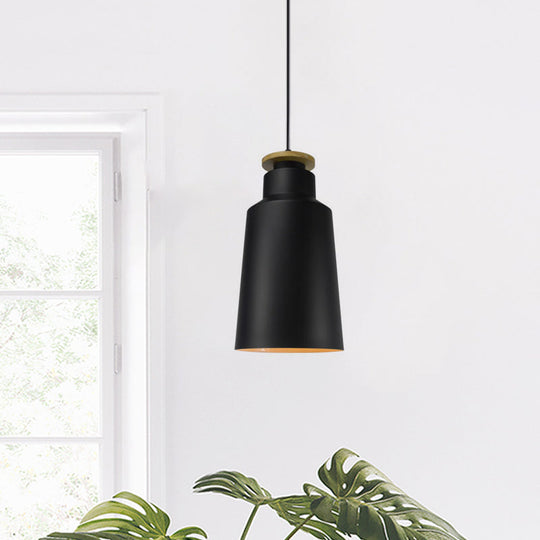 Modern Black/White Metal Pendant Light With Adjustable Cord - Barn/Cylinder/Tapered Design Black / C
