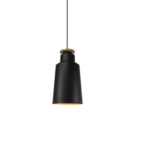 Modern Style Barn/Cylinder/Tapered Pendant Light In Black/White Finish - Adjustable Cord Hanging