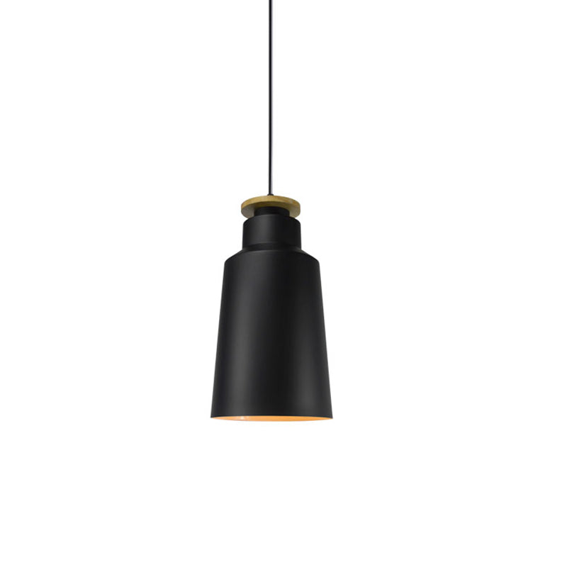 Modern Black/White Metal Pendant Light With Adjustable Cord - Barn/Cylinder/Tapered Design