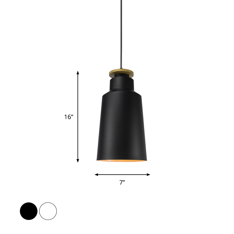 Modern Black/White Metal Pendant Light With Adjustable Cord - Barn/Cylinder/Tapered Design