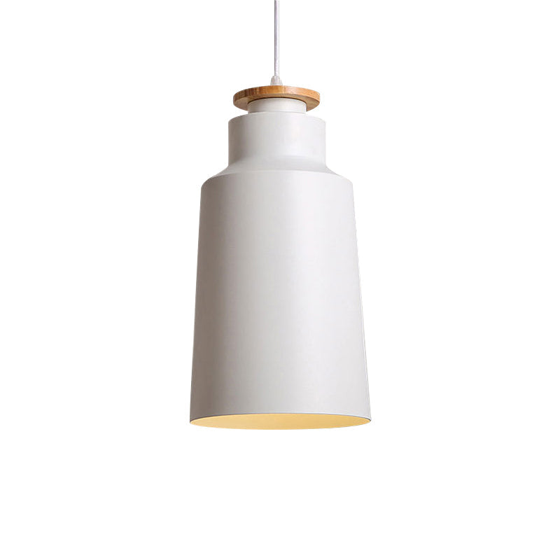 Modern Style Barn/Cylinder/Tapered Pendant Light In Black/White Finish - Adjustable Cord Hanging