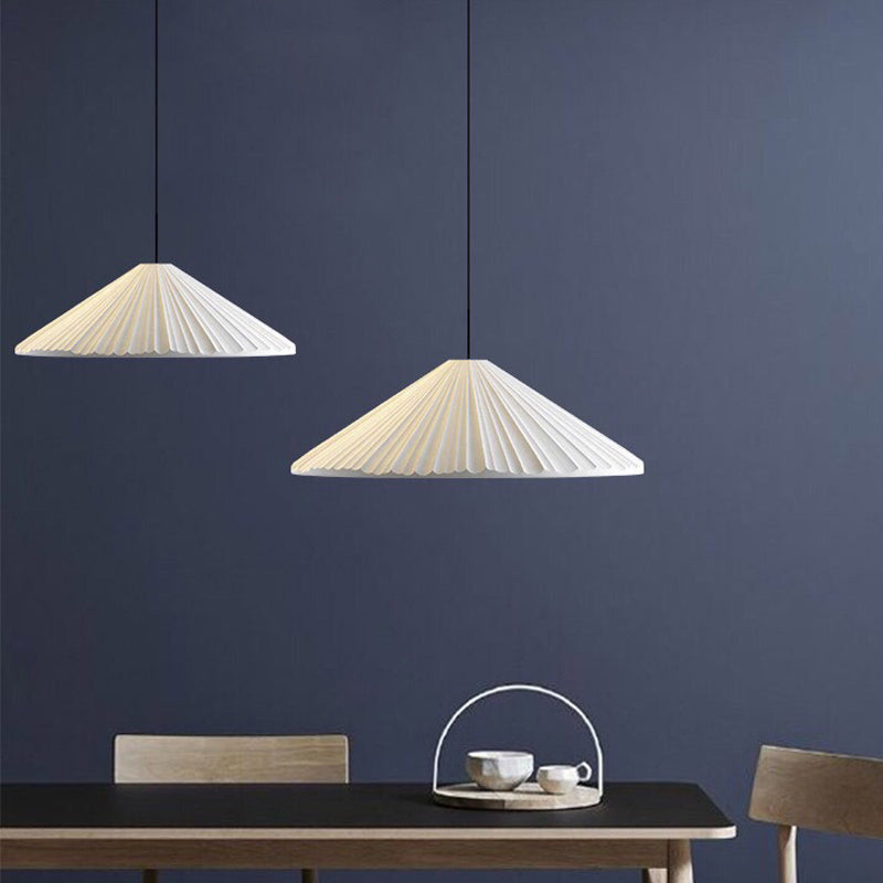Modern Nordic Style Conic Pendant Light In Blue/Pink/White - Ribbed Design 12.5’/16.5’ Width