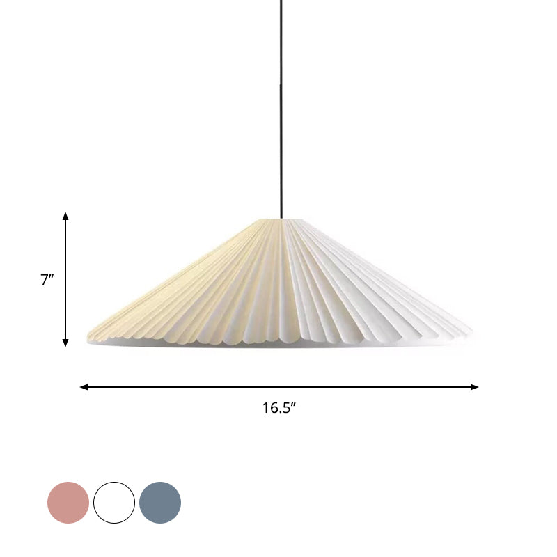 Modern Nordic Style Conic Pendant Light In Blue/Pink/White - Ribbed Design 12.5’/16.5’ Width