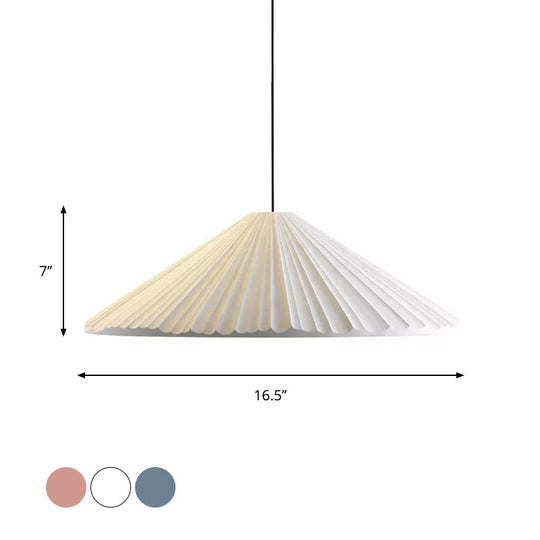 Modern Nordic Style Conic Pendant Light In Blue/Pink/White - Ribbed Design 12.5’/16.5’ Width