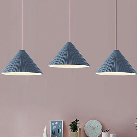 1-Head Nordic Style Pendant Light: 12.5/16.5 W Ribbed Design Blue/Pink/White Resin Bedroom Hanging