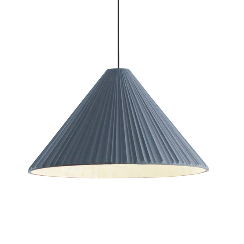 Modern Nordic Style Conic Pendant Light In Blue/Pink/White - Ribbed Design 12.5’/16.5’ Width