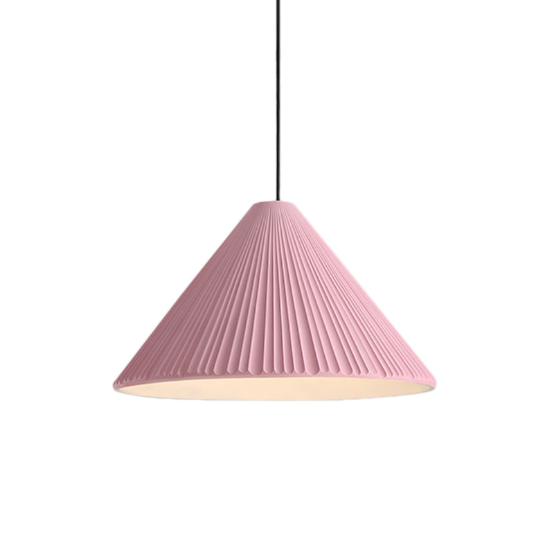 1-Head Nordic Style Pendant Light: 12.5/16.5 W Ribbed Design Blue/Pink/White Resin Bedroom Hanging