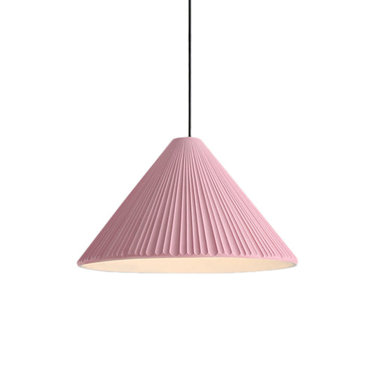 1-Head Nordic Style Pendant Light: 12.5/16.5 W Ribbed Design Blue/Pink/White Resin Bedroom Hanging