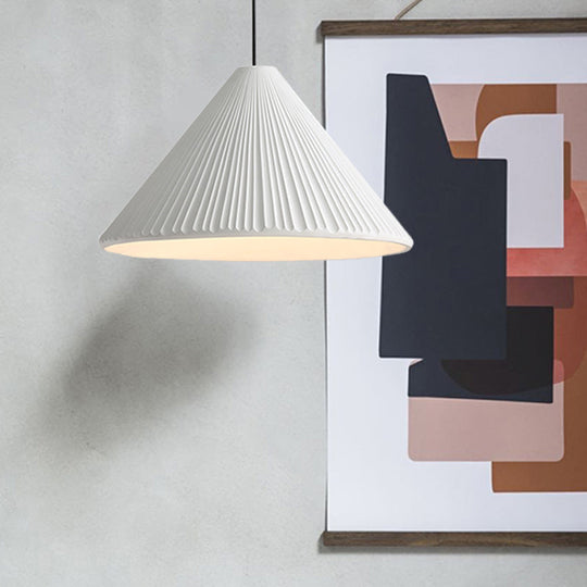 Modern Nordic Style Conic Pendant Light In Blue/Pink/White - Ribbed Design 12.5’/16.5’ Width