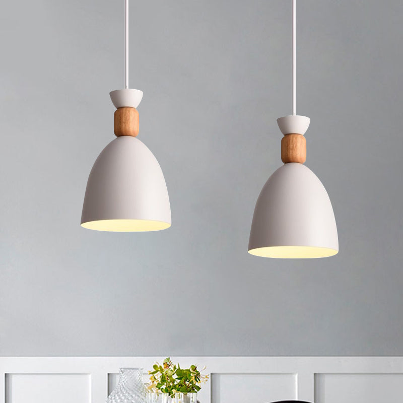 Grey/White/Green Macaron Style Dome Pendant Light With Adjustable Cord - Perfect For Over Table