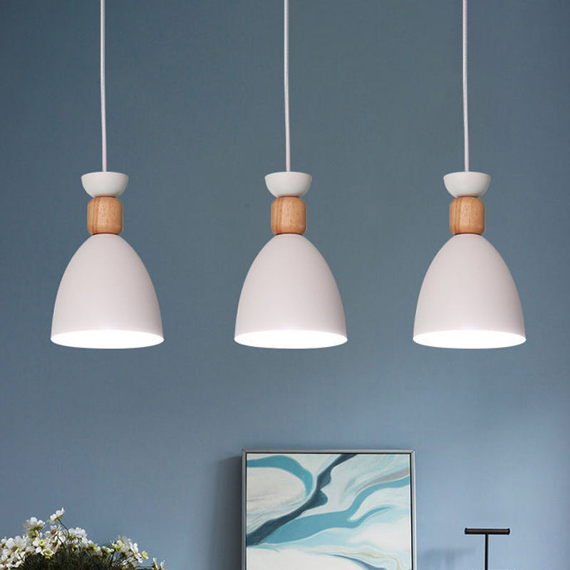Grey/White/Green Macaron Style Dome Pendant Light With Adjustable Cord - Perfect For Over Table