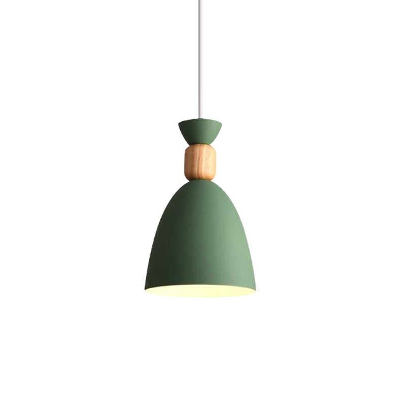 Macaron Style Dome Pendant Light - Adjustable Cord Grey/White/Green Ideal For Table Decor