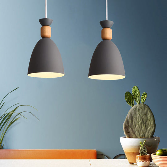 Grey/White/Green Macaron Style Dome Pendant Light With Adjustable Cord - Perfect For Over Table