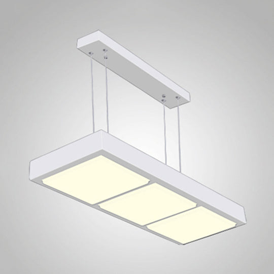 Modern Metal Rectangular Island Lamp With 3/4/5 Lights In Black/White - Office Hanging Light