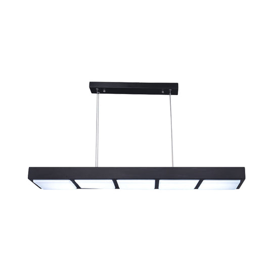 Modern Metal Rectangular Island Lamp With 3/4/5 Lights In Black/White - Office Hanging Light