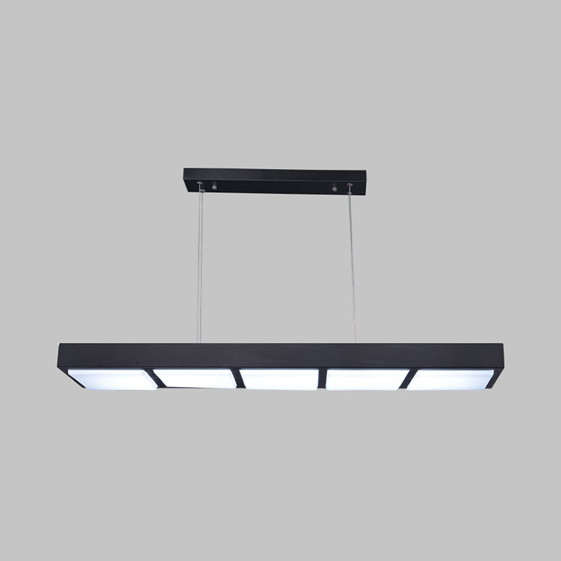 Modern Metal Rectangular Island Lamp With 3/4/5 Lights In Black/White - Office Hanging Light