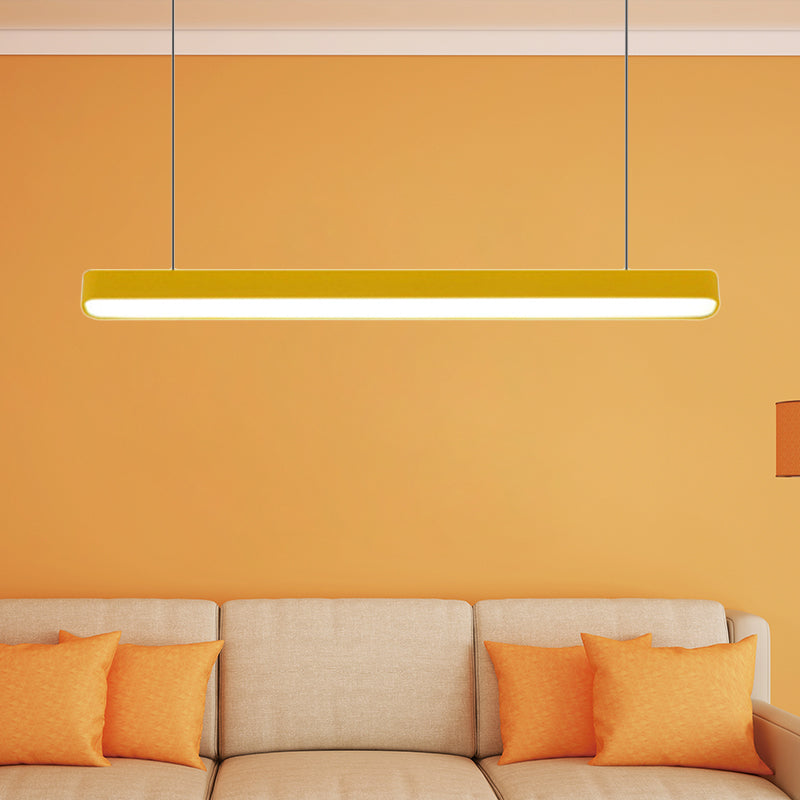 Contemporary Metal Led Hanging Lamp - Tubular Pendant Light For Dining Room Red/Blue/Yellow Yellow