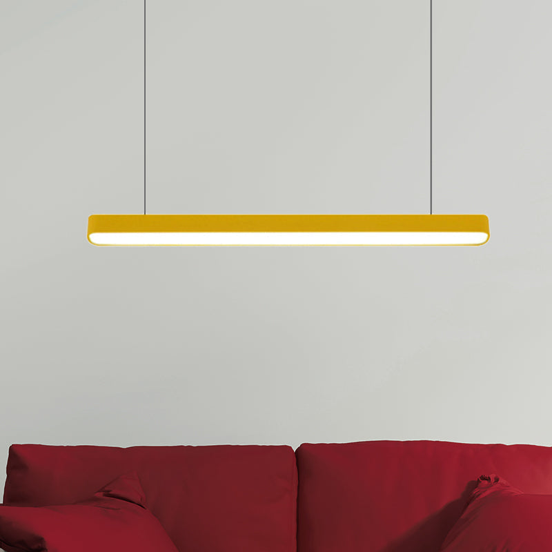 Modern Metal Led Hanging Lamp – Tubular Pendant Light For Dining Room Available In Red/Blue/Yellow