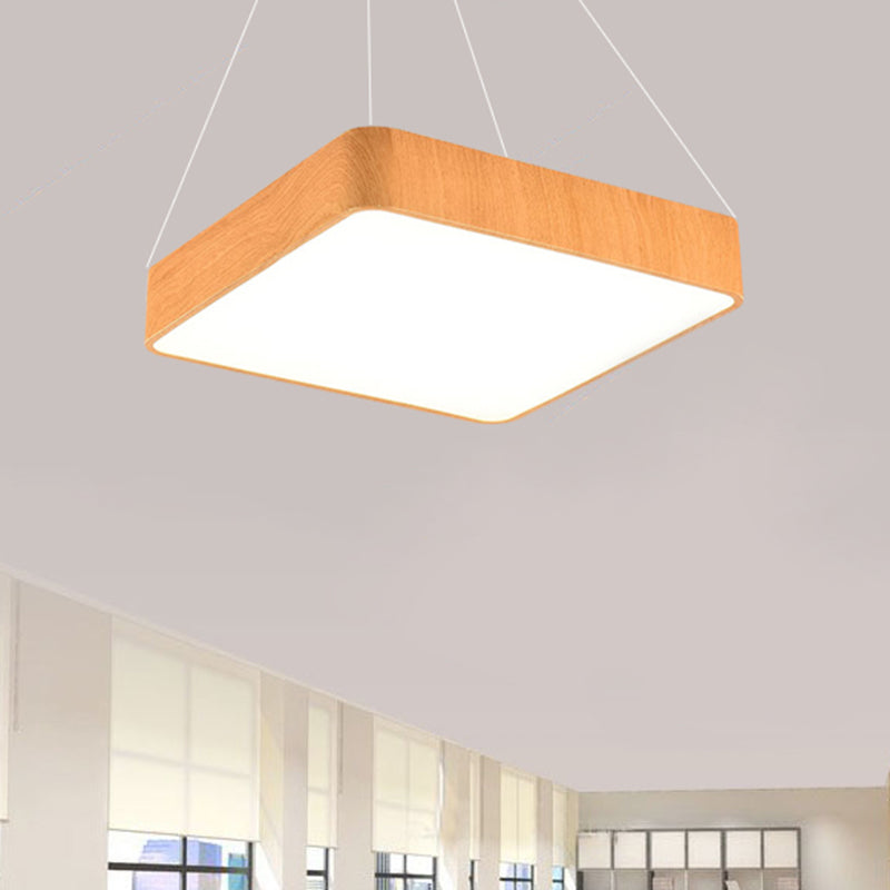 Modern Led Suspension Pendant Lamp Kit – Wooden Square Design In Various Widths