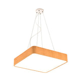 Modern Led Suspension Pendant Lamp Kit – Wooden Square Design In Various Widths