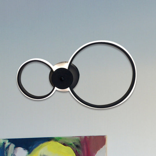 Modern Led Hoop Wall Lamp With Acrylic Lighting - Black/White 2/3 Lights In Warm/White/Second Gear