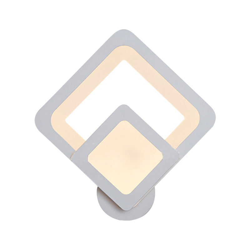 Minimalist Led Wall Sconce Light With Acrylic Shade - White Square/Oval Mounted Lamp Warm/White