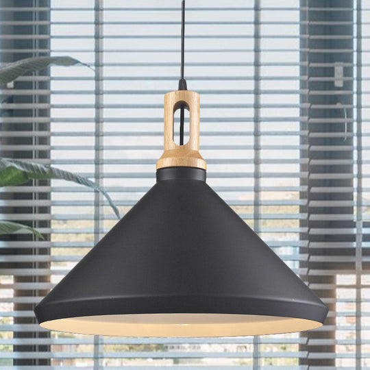 Modern Hanging Ceiling Light With Cone/Drum Shade - 1-Light Aluminum Pendant For Dining Room