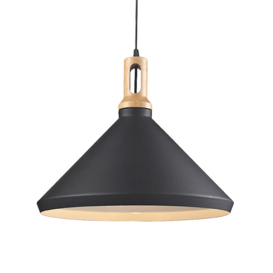 Modern Hanging Ceiling Light With Cone/Drum Shade - 1-Light Aluminum Pendant For Dining Room