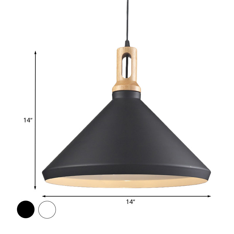 Modern Aluminum Cone/Drum Shade Hanging Ceiling Light - 1 Pendant In Black/White