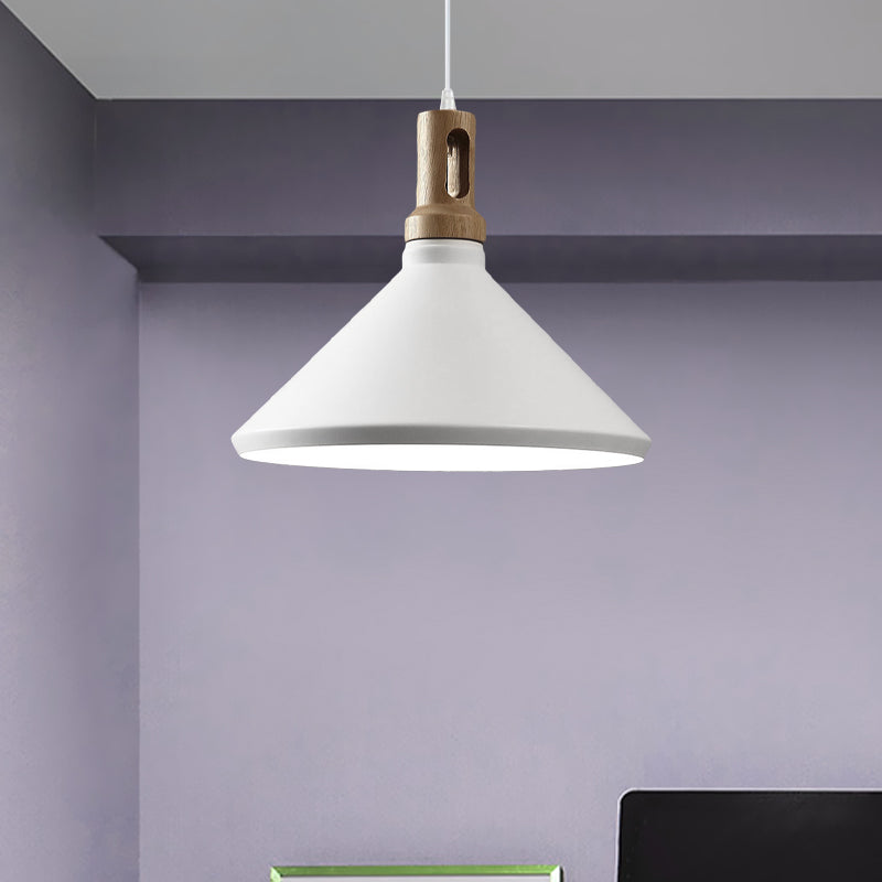 Modern Hanging Ceiling Light With Cone/Drum Shade - 1-Light Aluminum Pendant For Dining Room