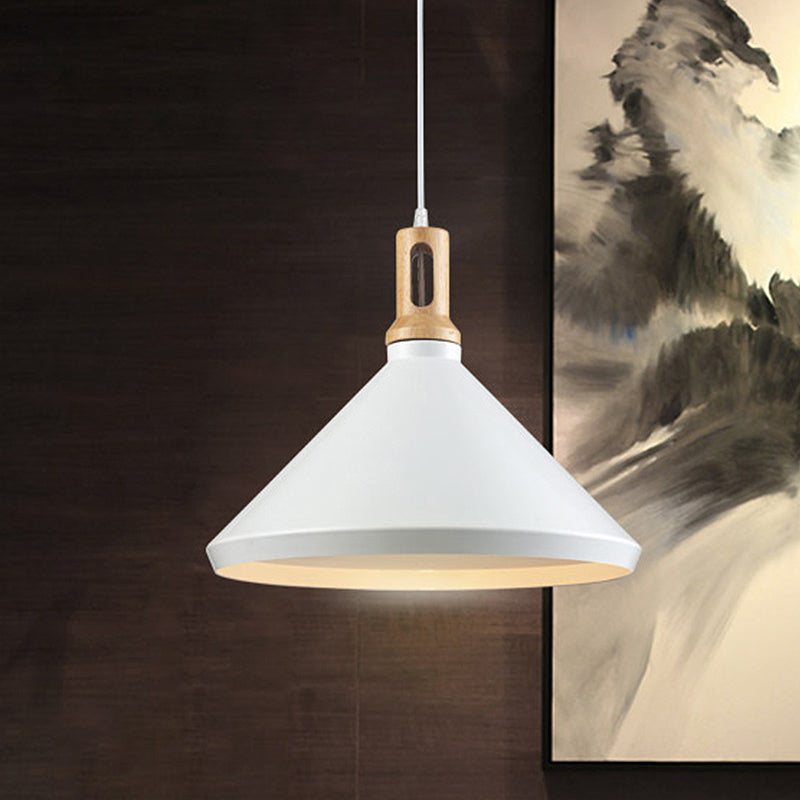 Modern Hanging Ceiling Light With Cone/Drum Shade - 1-Light Aluminum Pendant For Dining Room
