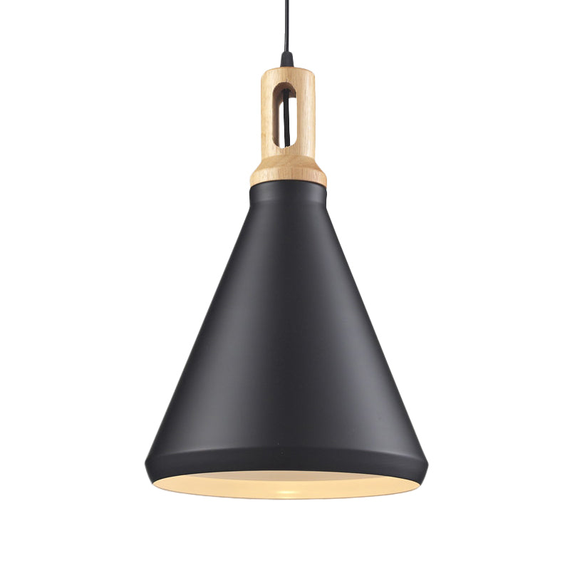 Modern Hanging Ceiling Light With Cone/Drum Shade - 1-Light Aluminum Pendant For Dining Room