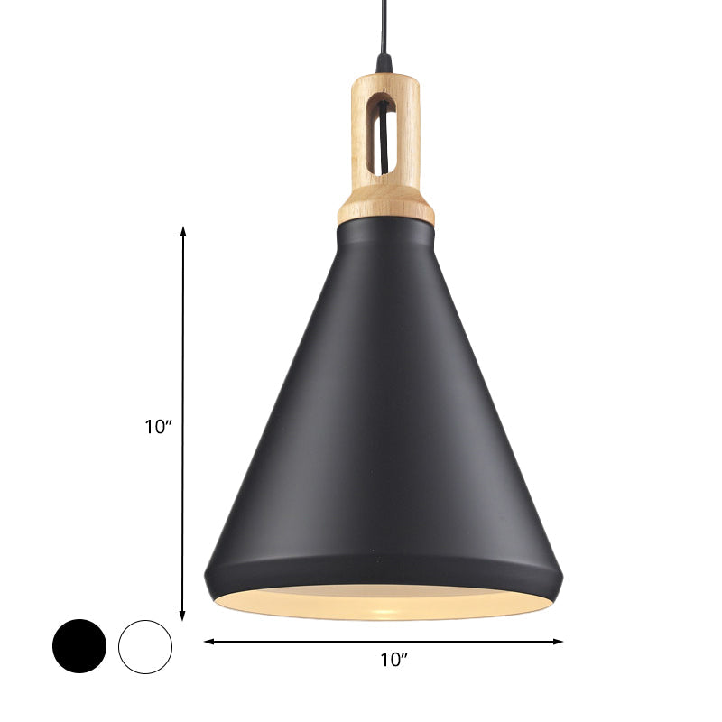 Modern Hanging Ceiling Light With Cone/Drum Shade - 1-Light Aluminum Pendant For Dining Room