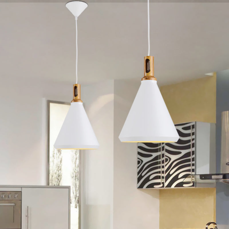 Modern Aluminum Cone/Drum Shade Hanging Ceiling Light - 1 Pendant In Black/White